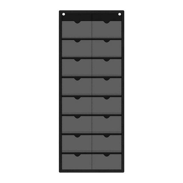 Calendario de bolsillo para aula, calendario mensual vacío en blanco con 16 bolsillos Negro