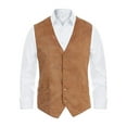 thumbnail image 5 of Michellecmm Men's V-Neck Suit Vest Button-up Curved Hemline Sleeveless Single Breasted Waistcoat, 5 of 9