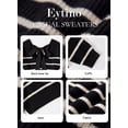 thumbnail image 3 of Eytino Sweaters for Women Long Sleeve Back Bow Sweaters V Neck Fall Color Block Pullover Tops, 3 of 10