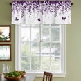thumbnail image 4 of Purple Spring Botanical Valances for Windows, Decorative Rod Pocket Window Valance Curtains, Weeping Eucalyptus Butterfly Short Curtain Drapes for Kitchen/Living Room, 2 Panels, 54" W x 18" L, 4 of 8