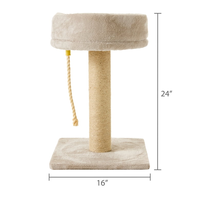 Vibrant Life Natural Jute Scratch Post and Bed for Cats, Tan, 23.62"