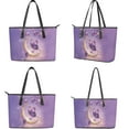 thumbnail image 3 of LedBack Butterfly Moon Print Handbag and Purse Set Zipper Shoulder Purses Leather Top Handle Handbags with Wallet for Women Shopping, 3 of 4
