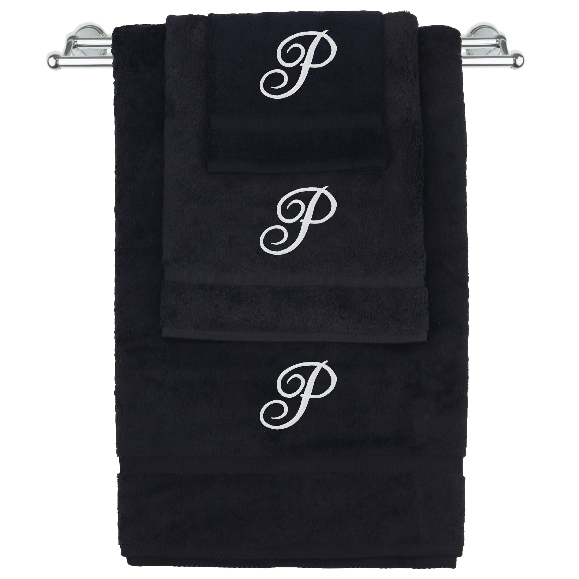 Black monogram towels sale