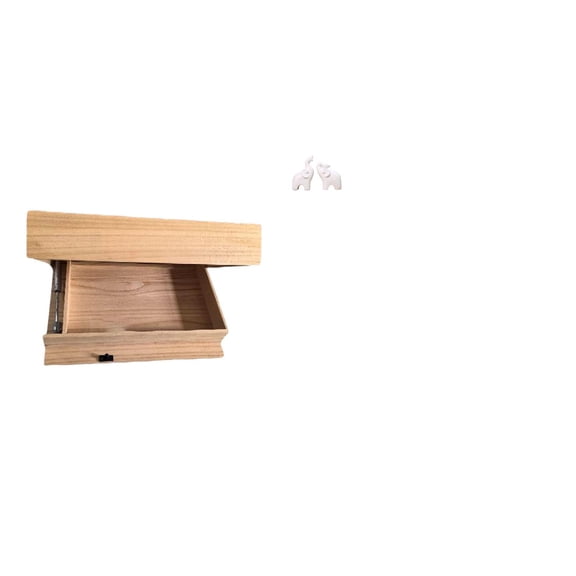 Floating Shelf Drawer Elephant Figurine Wooden Construction Stylish Tabletop Decoration for Home Office Bedroom Dorm