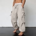 thumbnail image 5 of Leesechin Men's Baggy Cargo Pants Trendy Casual Parachute Pant Loose Fit Harem Joggers with Pockets for Streetwear, 5 of 7