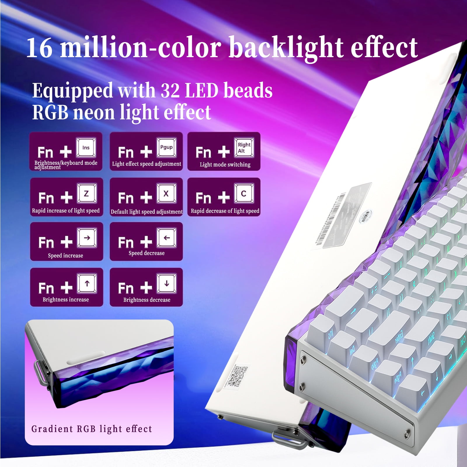 AULA Hero 68 HE 60% Wired Gaming Keyboard with Hall Effect Magnetic Switches, Adjustable Actuation, Rapid Trigger, RGB Backlight, White (Side-Printed, Meteor Magnetic Switch)
