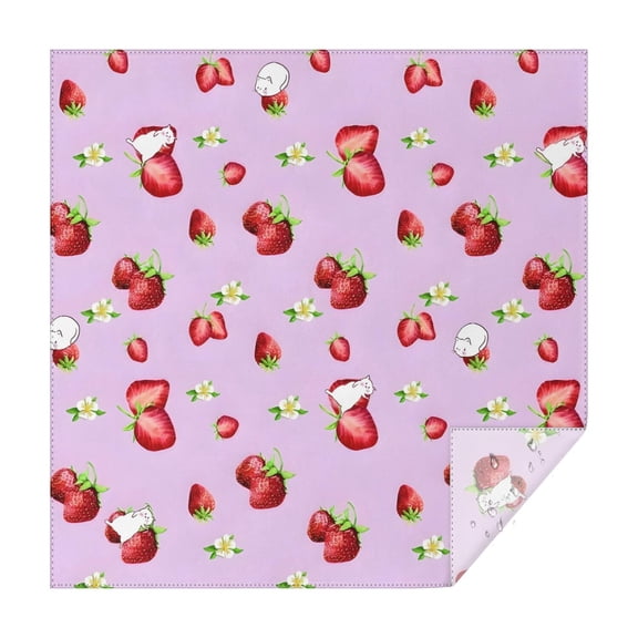 Strawberry Plants Fruit Cat Flower Square Tablecloth,Waterproof Square Table Cover,Wipeable Spillproof Washable Table Cover for Home Kitchen Party Decor 42"X42"(107x107cm)