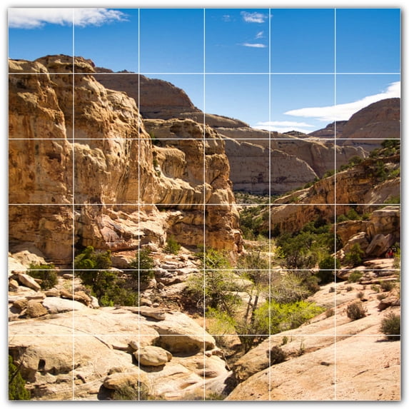 Picture-Tiles.com: Canyon Ceramic Tile Wall Mural WAL500346-66S. 25.5"W x 25.5"H using (36) 4.25" x 4.25" Ceramic Tiles-Satin Finish