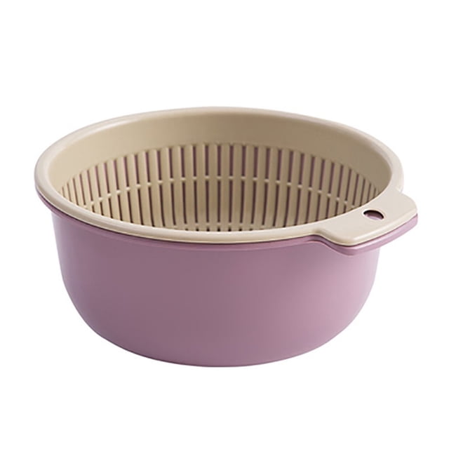 PENGXIANG 2Pcs/Set Drain Basket Food Grade Good Load Capacity Plastic Multifunctional Fruit Vegetable Drain Colander Bowl for Home