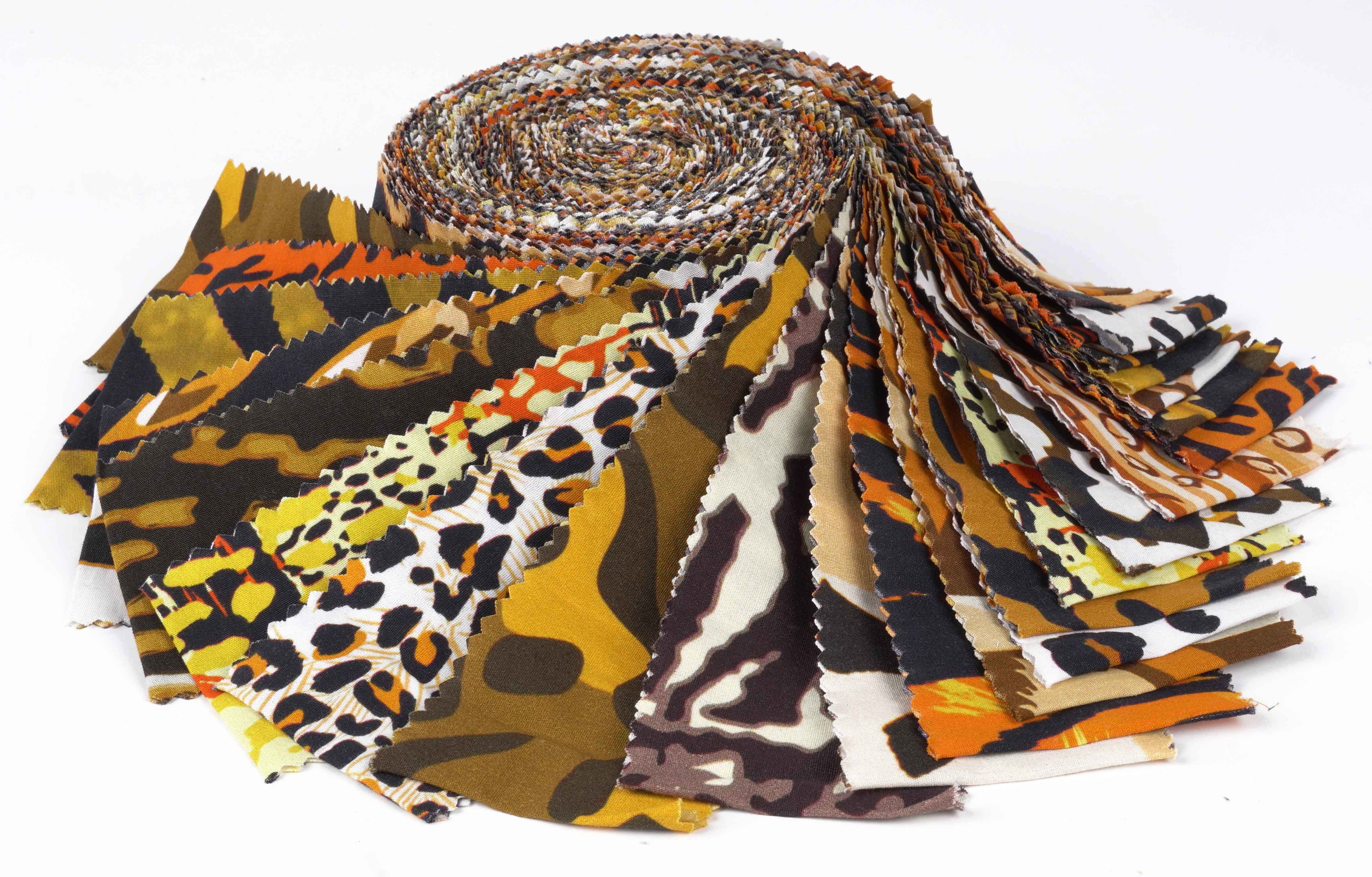 Soimoi 40Pcs Floral Artistic Print Cotton Precut Fabrics For Quilting Craft Strips 2.5x42inches Jelly Roll - Brown