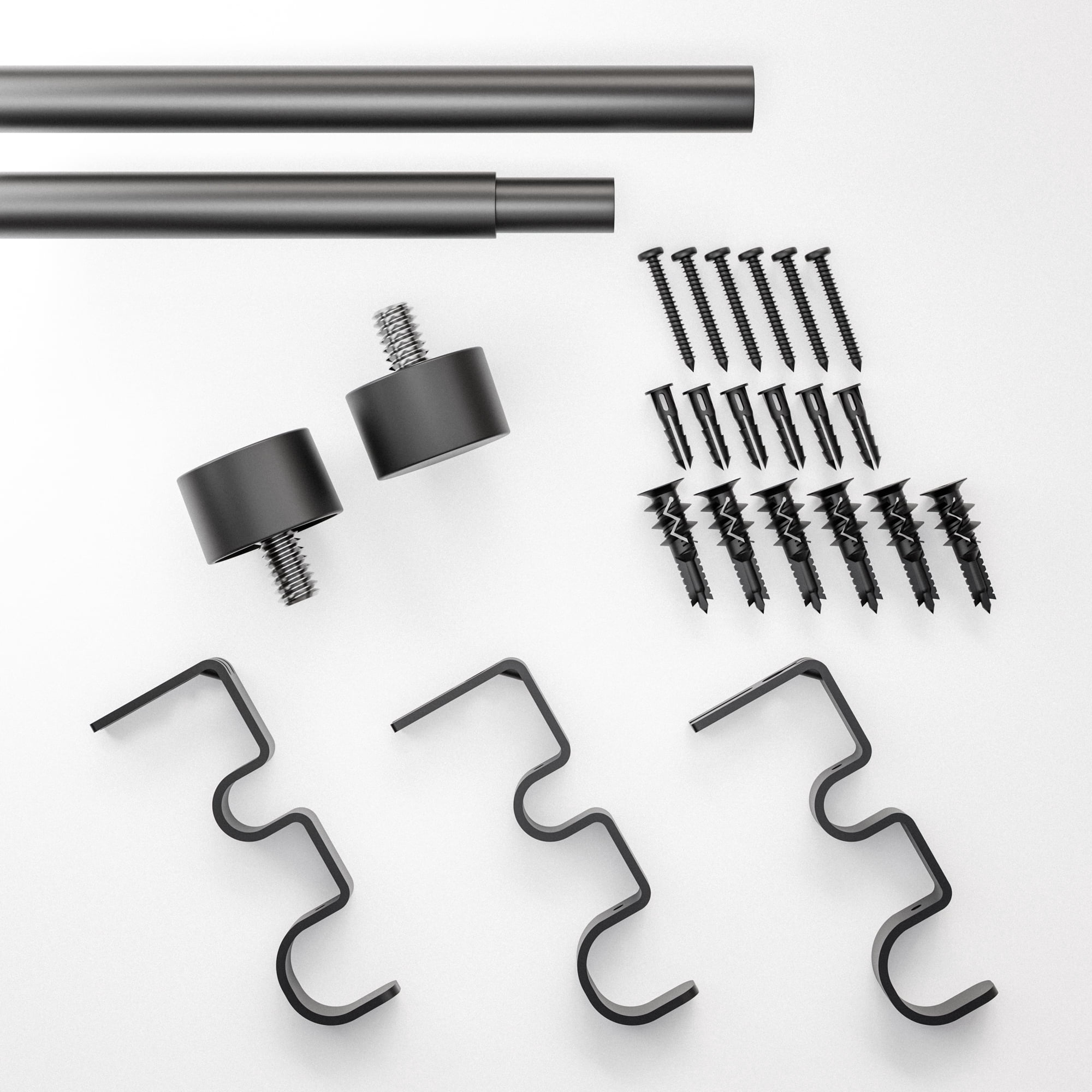 Better Homes & Gardens 5/8" Matte Black Adjustable Add-On Curtain Rod Kit, 32-120"