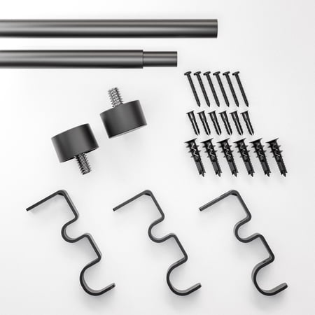 BETTER HOMES & GARDENS 5/8″ MATTE BLACK ADJUSTABLE ADD-ON CURTAIN ROD KIT, 32-120″