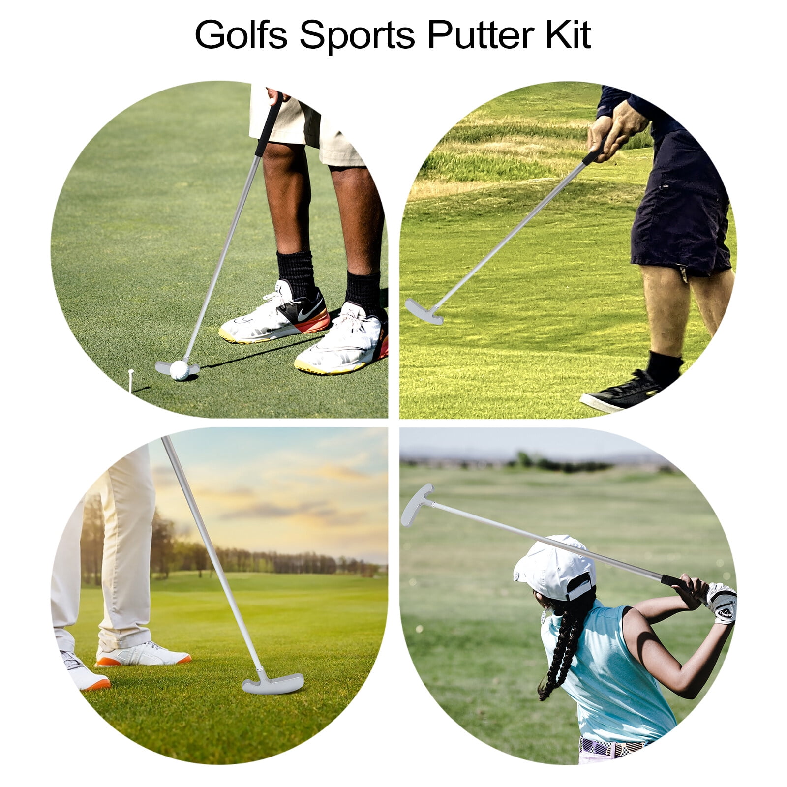 LOLIPPYY 1Set Portable Golfs Putter Zinc Alloy Foldable Three Section Detachable Practice Rod