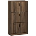 thumbnail image 1 of HOMCOM Armoire de Rangement pour Chaussures avec 3 Tiroirs Basculants pour 18 Paires de Chaussures, Noyer, 1 of 10