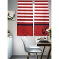 thumbnail image 3 of Vintage Anchor Texture Sheer Curtains 63 Inch Long 2 Panels, Red Stripes Geometric Classic Light Filtering Rod Pocket Curtains, Sheer Voile Drapes for Living Room Bedroom, 52"x63", 3 of 8