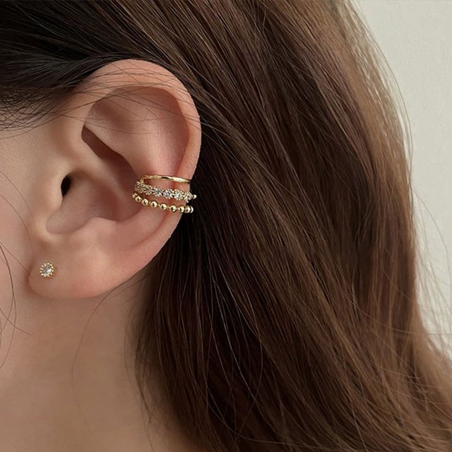 Pendientes de clip de oreja de perla multicapa, sencillos y combinables, elegantes, coreanos, de alta gama, estilo francés, retro, para mujer