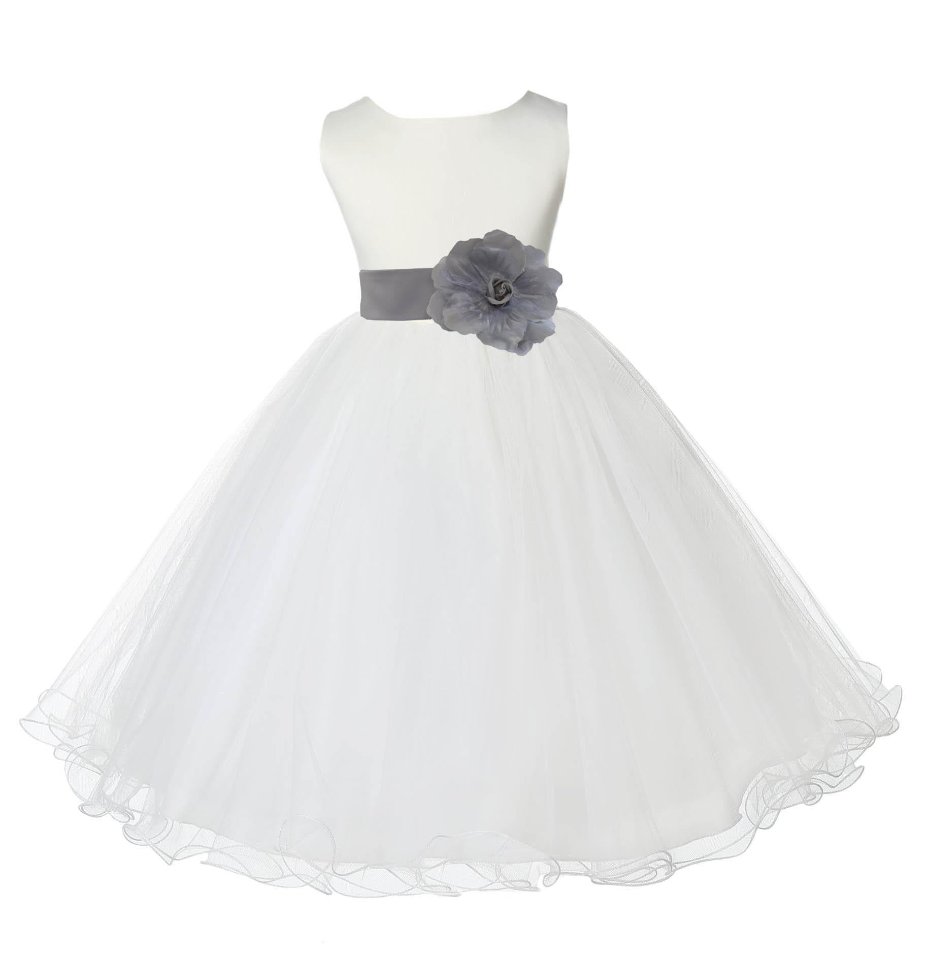 Flower Sash Girls Princess Party Wedding Junior Bridesmaid Formal Birthday Dress