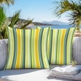 thumbnail image 5 of Yellow Stripes Outdoor Pillow Covers Set of 2 Lines Art Waterproof Throw Pillow Case Decorative Square Cushion Cover for Patio Couch Garden Balcony, 26"x26", 5 of 9