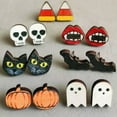 thumbnail image 2 of Halloween Horror Black Cat Ghost Pumpkin Skull Wooden Stud Earrings for Women, 2 of 8