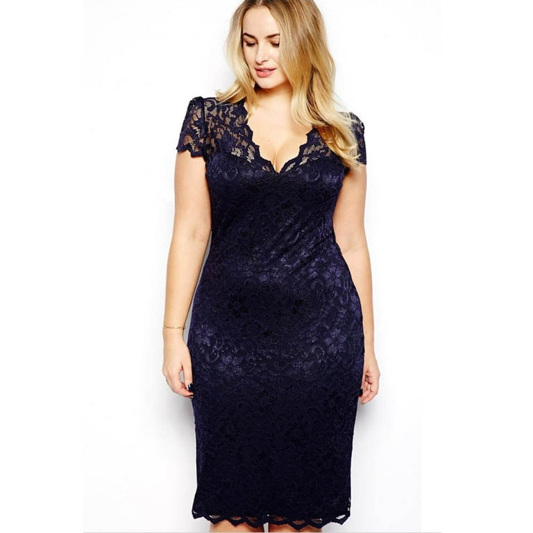 Slim Short Sleeve Plus Size Lace Bodycon Dress Slim Short Sleeve Plus Size Lace Bodycon Dress
