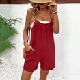 thumbnail image 6 of YHAJDS Womens Rompers Solid Suspenders Overall Shorts Casual Summer Vacation Wear, 6 of 7