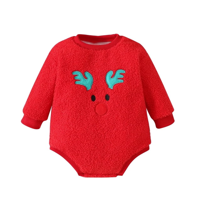 Vêtements d'Automne, Barboteuse Douce à Manches Longues en Polaire pour Enfants, Vêtements de Crawler Imprimés Rouges 3 Mois