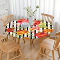 thumbnail image 3 of Round Fitted Tablecloth with Elastic Edges Fits 45"-52" Round Tables Pioneer Colorful Floral Waterproof Table Cover Washable Indoor and Outdoor for Party Kitchen Dinner Banquet Patio Picnic, 3 of 7
