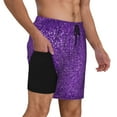 thumbnail image 3 of Daiia Glitter Purple Mens Swim Trunks Swim Shorts Quick Dry Swim Shorts with Mesh Lining Pockets-X-Large, 3 of 9