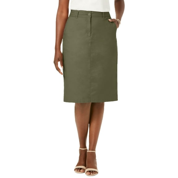 Jessica London Women's Plus Size Stretch Cotton Chino Skirt