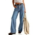 thumbnail image 3 of Womens Mid Rise Wide Leg Jeans Boyfriend Casual Denim Pants with Pockets, 3 of 7