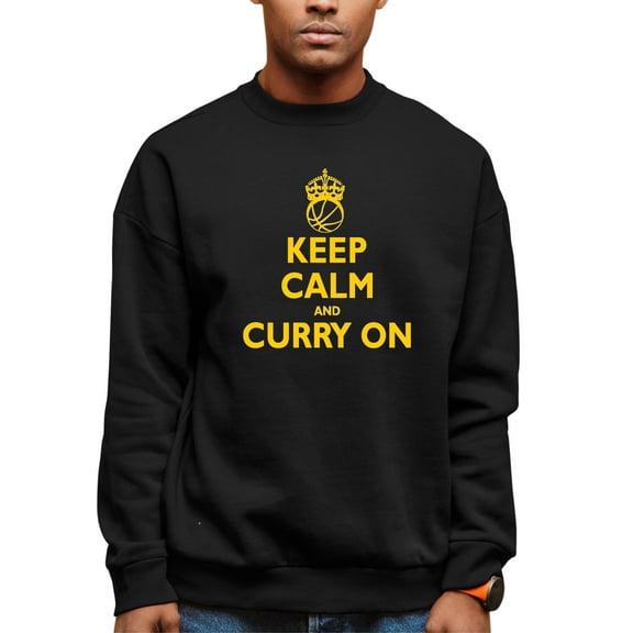 Adult Keep Calm And Curry On Sweatshirt Crewneck