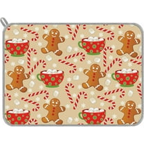 SM-XLHN Christmas Dish Drying Mat Gingerbread Man Candy Cane Absorbent Dish Drainer Protector Xmas Dry Mat for Kitchen Countertop Tableware Decor, 18 x 24 Inch