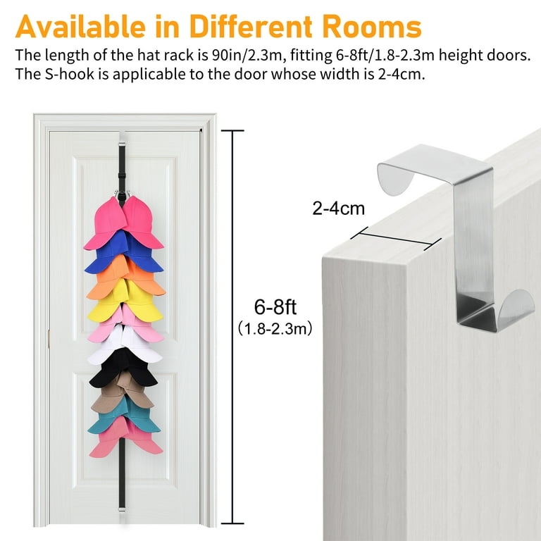 20 Baseball Cap Holder TSV Closet Cap Racks Closet Hanging Cap Keeper Hats Holders Closet Hook Storage Organizer Hat Display Rack Fit Most Hats