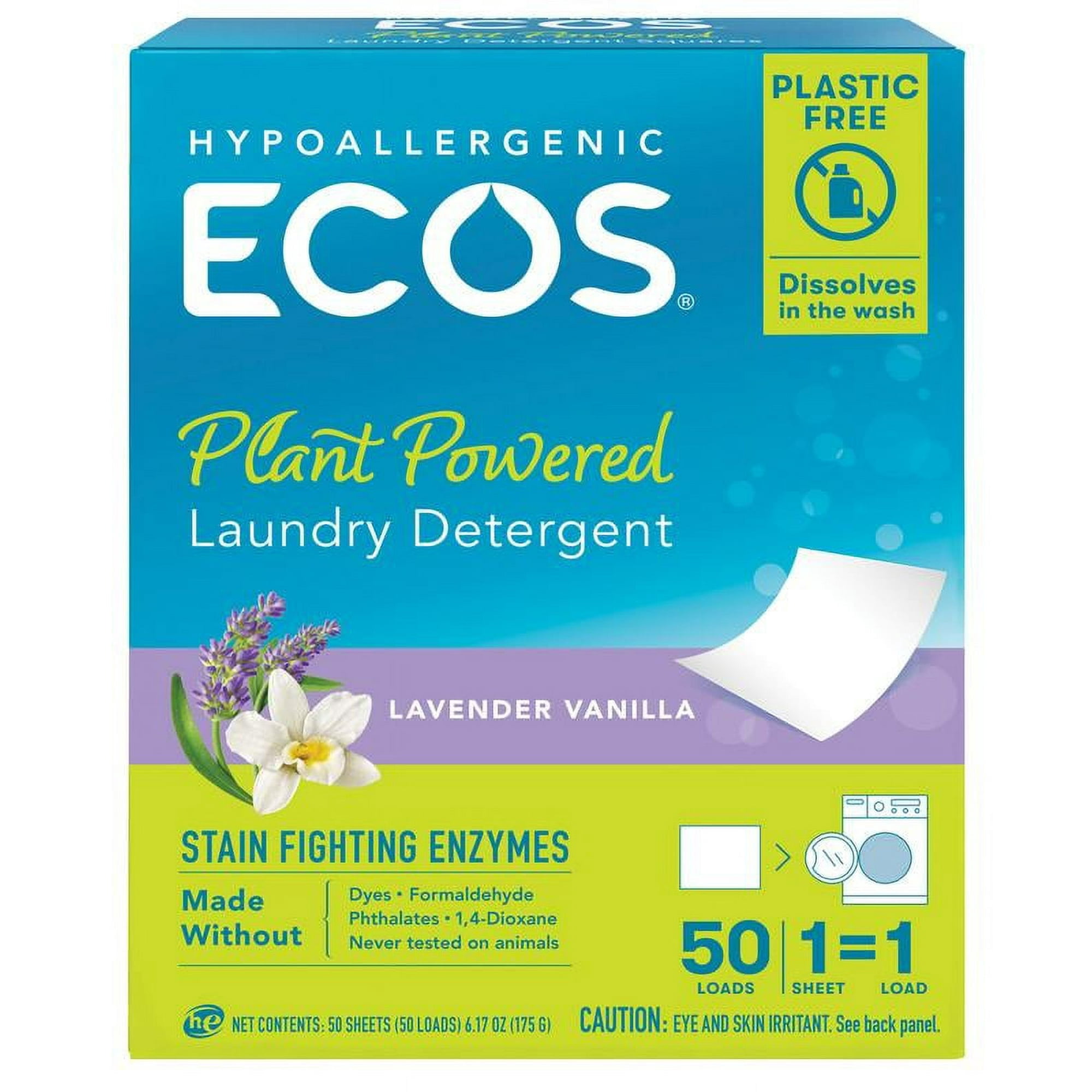 ECOS Laundry Detergent Sheets, 50ct, Lavender Vanilla, Pack of 2