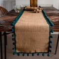 thumbnail image 3 of Bandera de mesa para festival, tejido de yute natural, decoración de bolas verdes para fiestas, 3 of 6