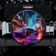 thumbnail image 1 of Tokyo Drift Neonlit Urban Racing Spectacle Polyester Universal Spare Wheel Tire Cover Wheel Covers for Trailer RV Truck Camper, 1 of 5