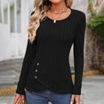thumbnail image 5 of Womens Fall Sweaters 2026 Casual Loose Crewneck Ribbed Top Long Sleeve Knit Pullover Sweater Dressy Button Tee Going Out Top Ladies, 5 of 7