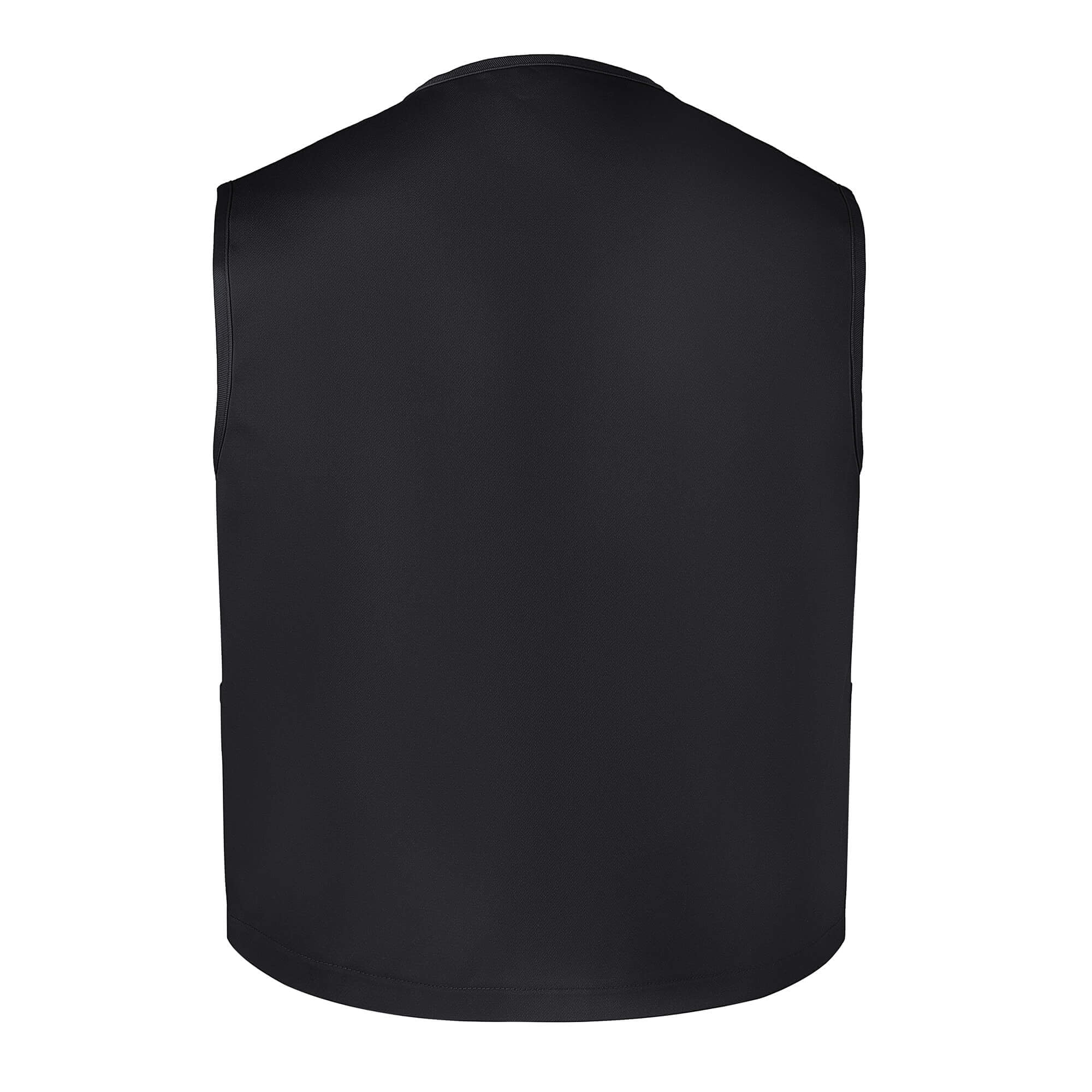 Toptie Two Pocket Unisex Vest Button Up Waistcoat Volunteer Work Vest-Black-S