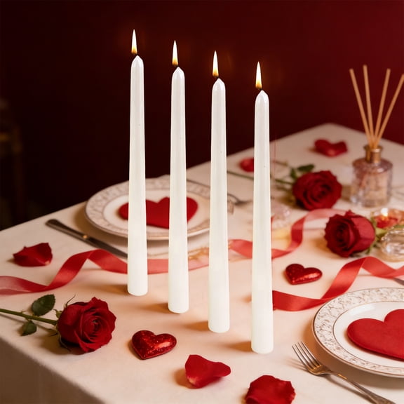 Taper Candles, Long Candles, Electroplated Twisted Finish Dripless Low-Fume Wax Candles, 4-Piece Pack 2.1x25cm For Wedding Restaurant Romantic Decoration