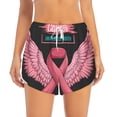 thumbnail image 2 of KLL Ribbon With Angel Wings Pattern Shorts Women,Athletic Shorts High Waisted Running Shorts Pocket Sporty Short Gym Elastic Workout Shorts-X-Large, 2 of 7