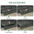 thumbnail image 4 of Marrber Gray L-Shaped Modular Sectional Sleeper with Pull-Out Sofa Bed and Storage Ottoman Corduroy Cloud Couch for Living Room, 4 of 10
