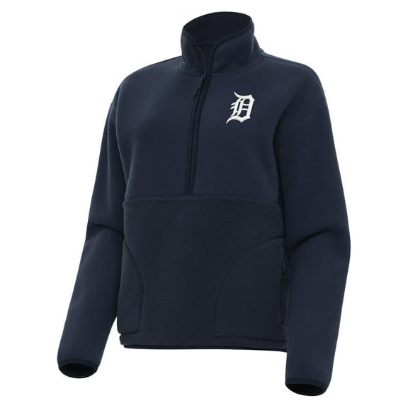 Women's Antigua Navy Detroit Tigers Figure Half-Zip Sweatshirt