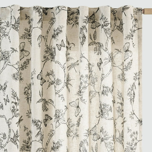 Cortinas Jinchan de lino floral, 160 x 160 cm, filtro de luz, 2 unidades