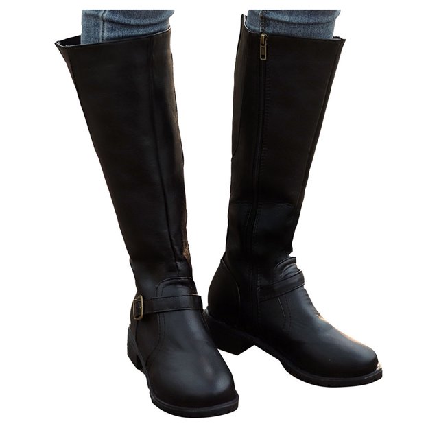 Bottes Hautes pour Femmes - Bottes Confortables en Cuir à Bout Rond avec Fermeture Éclair pour Femmes Modernes
