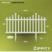 30in H x 56.5in W (2 Panels) No Dig Zippity Madison Fence Panel Kit, No Dig Fence Panels, White Vinyl Fence for Yard, Temporary Fence for Backyard, White Picket Fence Garden Border, DIY Fence ZP19001