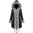 thumbnail image 2 of Xdegoge Womens Faux Fur Coat Open Front Drawstring Hem Tunic Thicken Hooded Overcoat Solid Color Plus Size Snow Long Jacket with Pockets Winter Thermal Fuzzy Coats 2025, 2 of 6