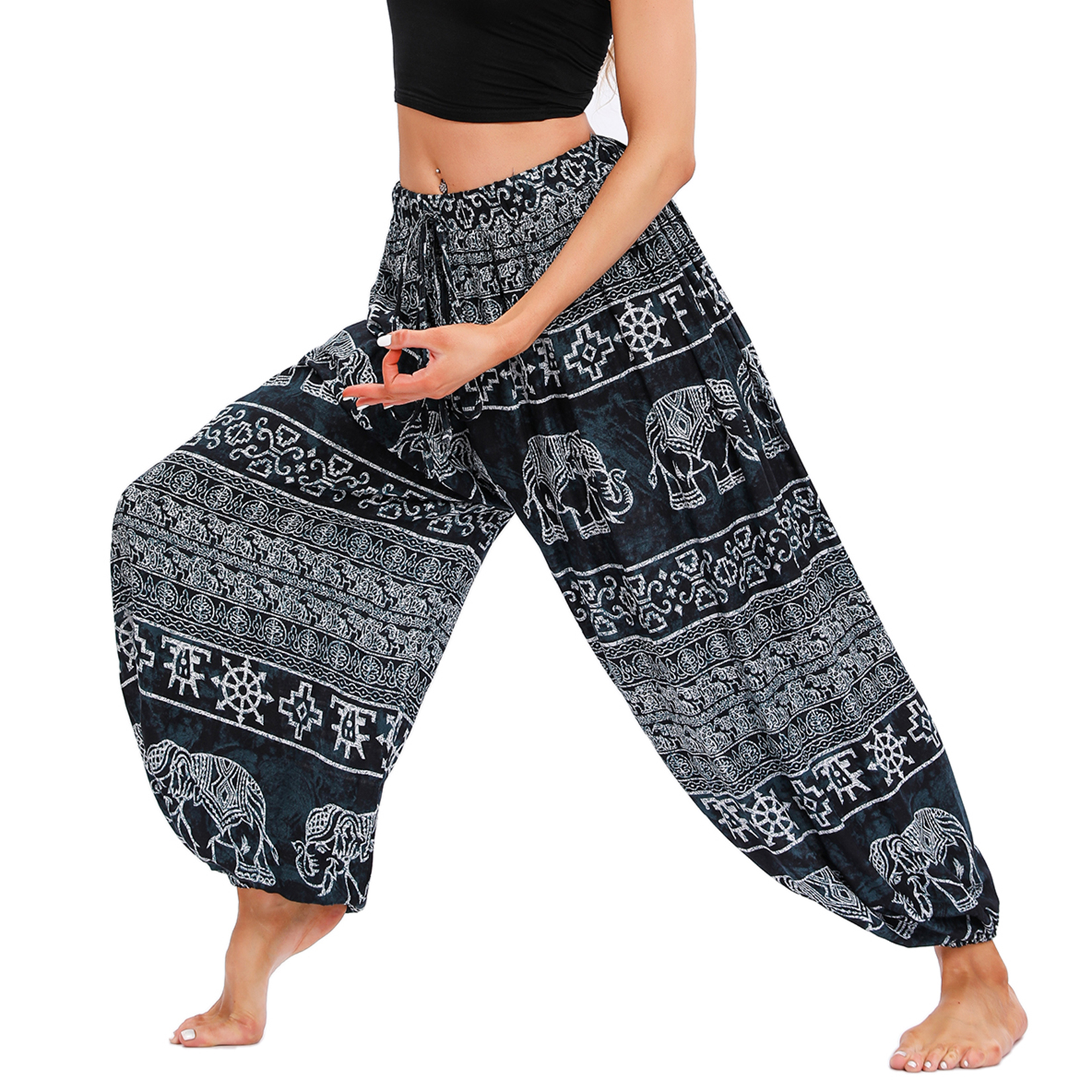 Dropship Women's Boho Yoga Pants Peacock Drawstring Thai Harem Pants to  Sell Online at a Lower Price