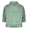 thumbnail image 7 of Guieoi Womens Tops Plus Size Trendy Women Casual Striped 3/4 Sleeve Turndown Collar Button Short Blouses Green Black*Friday/Cyber*Monday, 7 of 7