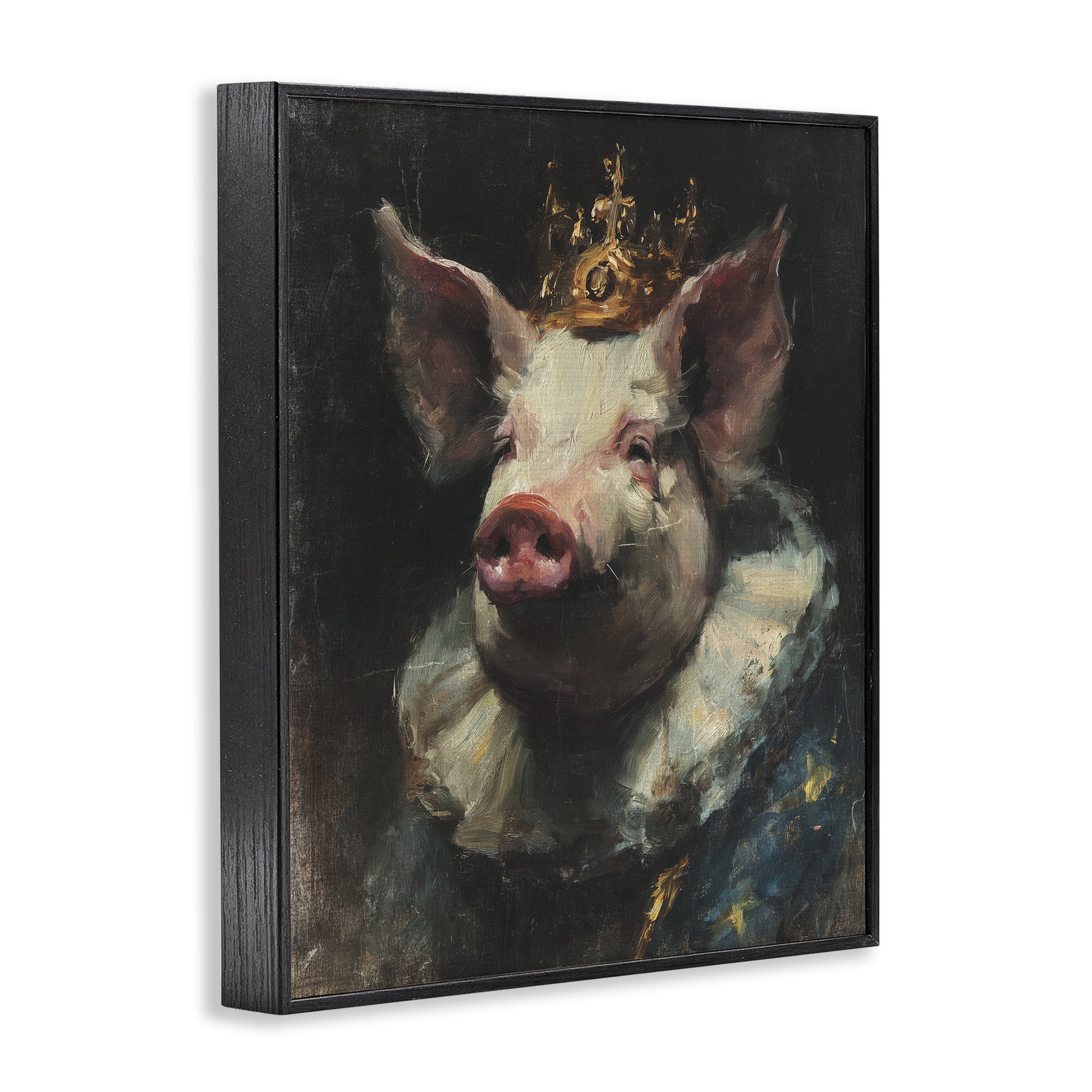 Stupell Industries Crowned Imperial Pig Black Framed Giclee Art, design by Svetlana Aleynikova
