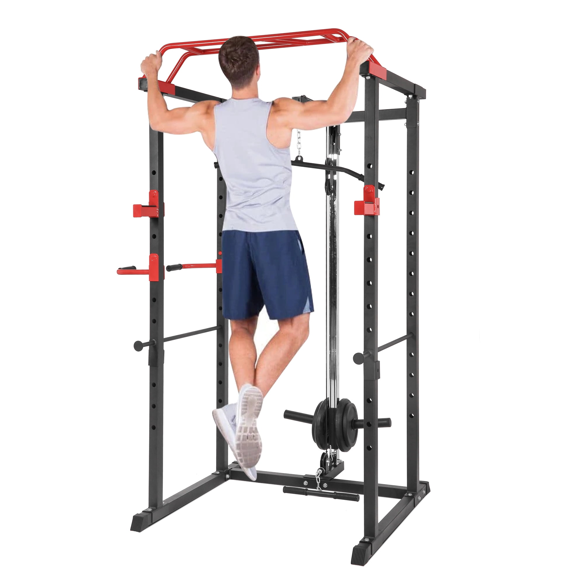 Power Cage with Lat Pulldown System Home Gym Squat Rack Pull Up Bar,1000LBS - Walmart.com